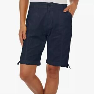 Kiwi Fresh Women's Cargo Cotton Skimmer Shorts in Solid Navy Blue